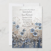 青かわいらし白3Dフラワーガーデン結婚ズ 招待状 (正面)