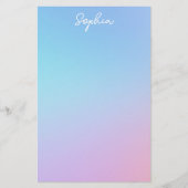 青かわいらし紫オンブパーソナライズされたレ(名前あり) 便箋 (正面)