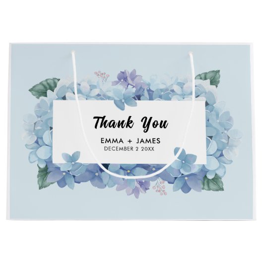 青かわいらし紫陽花ス結婚クリプト ラージペーパーバッグ (正面)