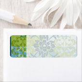 青かわいらし緑のフローラエレガントダマスクパターン ラベル (インサイチュ)