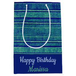 青かわいらし緑の動揺してストライプ ミディアムペーパーバッグ