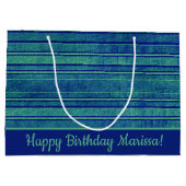 青かわいらし緑の動揺してストライプ ラージペーパーバッグ (裏面)