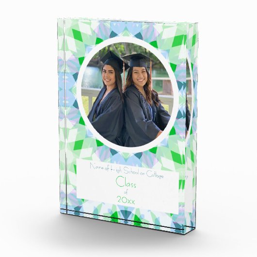 青かわいらし緑の卒業写真記念ギフト フォトブロック (右)