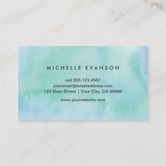 青かわいらし緑の水色の絵を描クリエイティブ 名刺 (裏面)