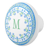 青かわいらし緑の縁フローラ丸縁ど セラミックノブ (右)