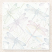 青かわいらし緑の黄色のヴィンテージ ガラスコースター (裏面)