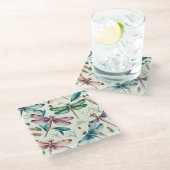 青かわいらし緑の黄色のヴィンテージ ガラスコースター (アングル)