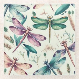 青かわいらし緑の黄色のヴィンテージ ガラスコースター