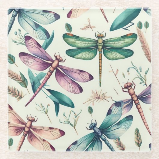 青かわいらし緑の黄色のヴィンテージ ガラスコースター (正面)