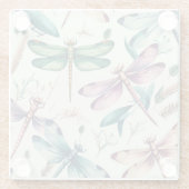 青かわいらし緑の黄色のヴィンテージ ガラスコースター (裏面)