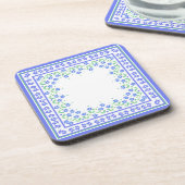 青かわいらし緑ペリウィンクルフローラスクエア縁ど コースター (左側)