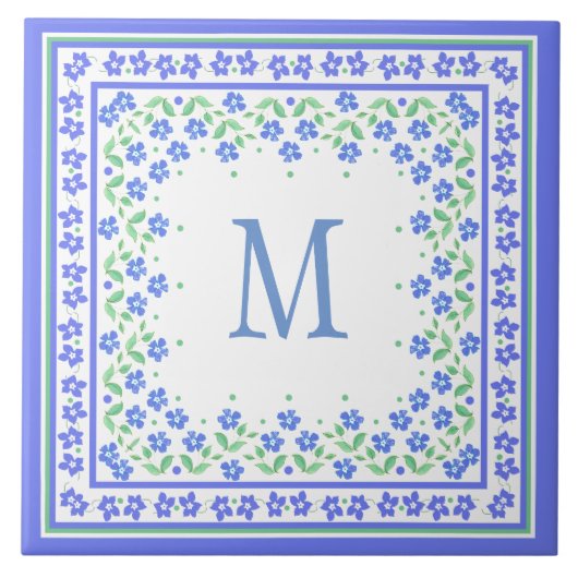 青かわいらし緑ペリウィンクルフローラスクエア縁ど タイル (正面)