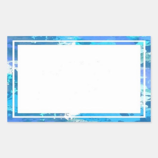 青かわいらし縁どシール 長方形シール (正面)