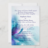 青かわいらし色とフローラ抽象芸術結婚式招待状 招待状 (正面)