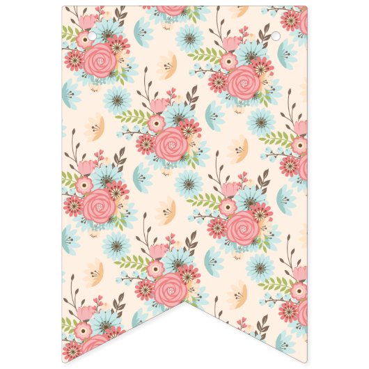 青かわいらし色と珊瑚結婚模様 バンティングフラッグ (第1の旗)