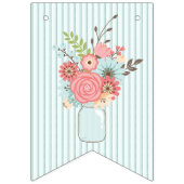 青かわいらし色と珊瑚結婚模様 バンティングフラッグ (第3の旗)