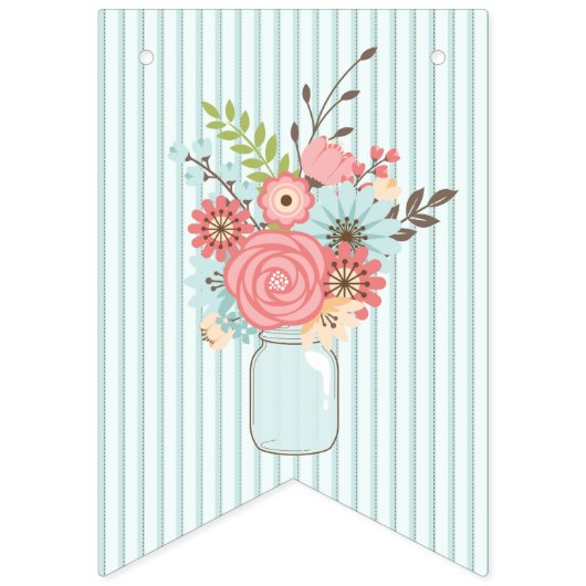 青かわいらし色と珊瑚結婚模様 バンティングフラッグ (第3の旗)