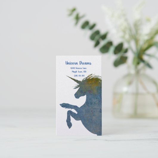 青かわいらし色のボホユニコーン 名刺 (スタンド正面)
