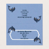 青かわいらし色の白いジャンプするイルカ 名刺 (外部フラット)
