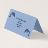 青かわいらし色の白いジャンプするイルカ 名刺 (裏面)