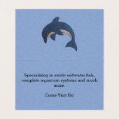 青かわいらし色の白いジャンプするイルカ 名刺 (内部フラット)