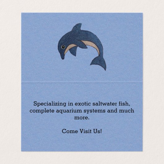 青かわいらし色の白いジャンプするイルカ 名刺 (内部フラット)