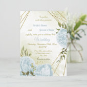 青かわいらし色の花は幾何結婚色の 招待状 (スタンド正面)