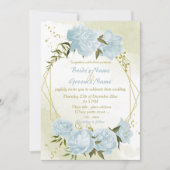 青かわいらし色の花は幾何結婚色の 招待状 (正面)