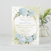 青かわいらし色の花は幾何結婚色の 招待状 (スタンド正面)