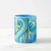 青かわいらし色の黄色の渦巻き色のギフト名コーヒー マグカップ (中央)