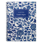 青かわいらし色のChinoiserieの中国のフローラヴィンテージ ノートブック (正面)