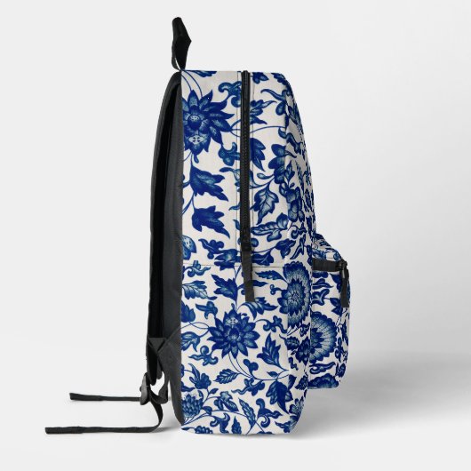 青かわいらし色のChinoiserieの中国のフローラヴィンテージ プリントバックパック (左)