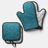 青かわいらし色 鍋つかみ&鍋敷きセット (正面/裏面)