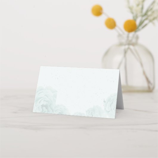 青かわいらし花グ葉ロン植物場c プレイスカード (裏面)