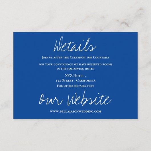 青かわいらし花トレンディーフローラ結婚詳細 エンクロージャーカード (裏面)