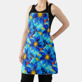 青かわいらし花パターン エプロン (インサイチュ)