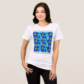 青かわいらし花パターン トライブレンドＴシャツ (正面全面)