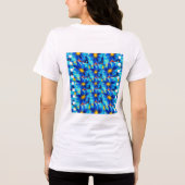 青かわいらし花パターン トライブレンドＴシャツ (裏面)