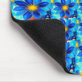 青かわいらし花パターン マウスパッド (コーナー)