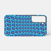 青かわいらし花パターン SAMSUNG GALAXYケース (裏面横)
