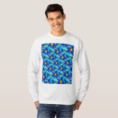 青かわいらし花パターン Tシャツ (正面フル)