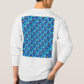 青かわいらし花パターン Tシャツ (裏面)