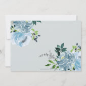 青かわいらし花フローラ男の子シャワー 招待状 (裏面)