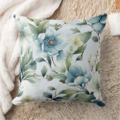 青かわいらし花フローラ装飾用クッション クッション (ブランケット)