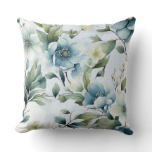 青かわいらし花フローラ装飾用クッション