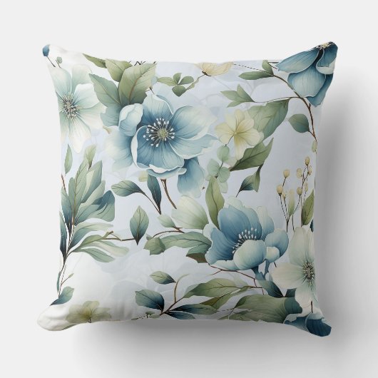 青かわいらし花フローラ装飾用クッション クッション (正面)