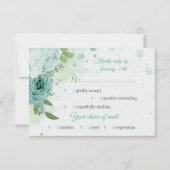 青かわいらし花緑葉の食事 出欠カード (正面)