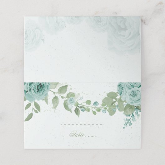 青かわいらし花緑葉植物 プレイスカード (外部開封)