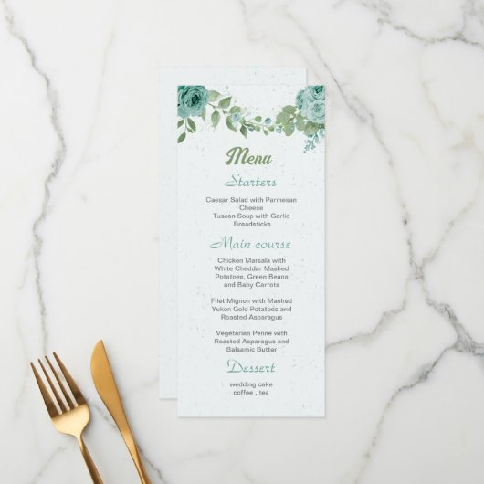 青かわいらし花緑葉植物 メニュー (正面/裏面インサイチュ)