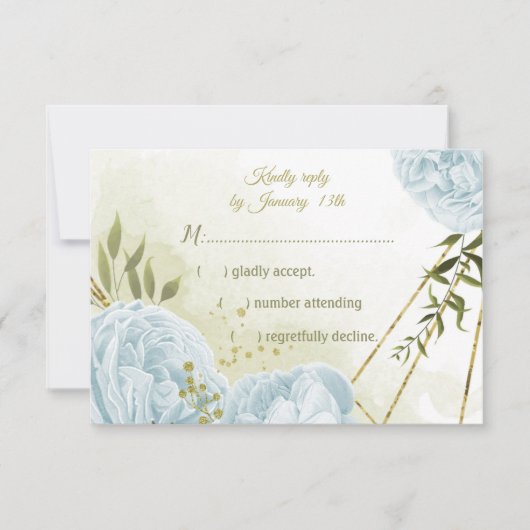 青かわいらし花緑葉植物 出欠カード (正面)